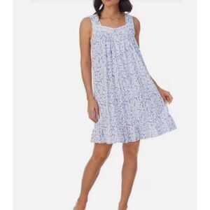 Eileen West Blue Ditsy Floral Jersey Cotton Sleeveless Nightgown Size S NWT